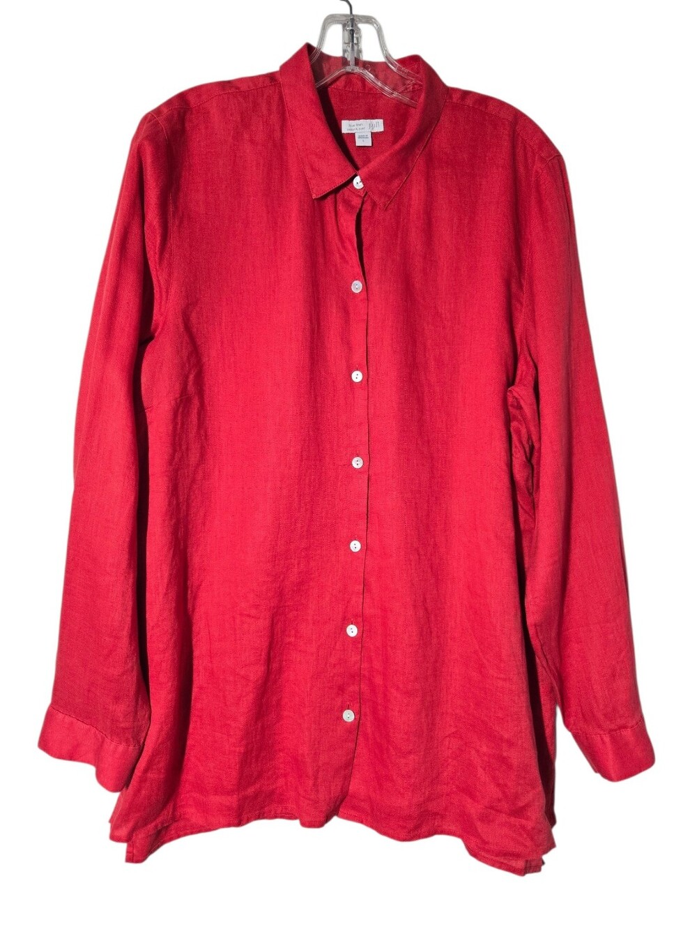 J.Jill Love Linen Essential Shirt Long-Sleeve Button-Up Coastal Lagenlook Beachy